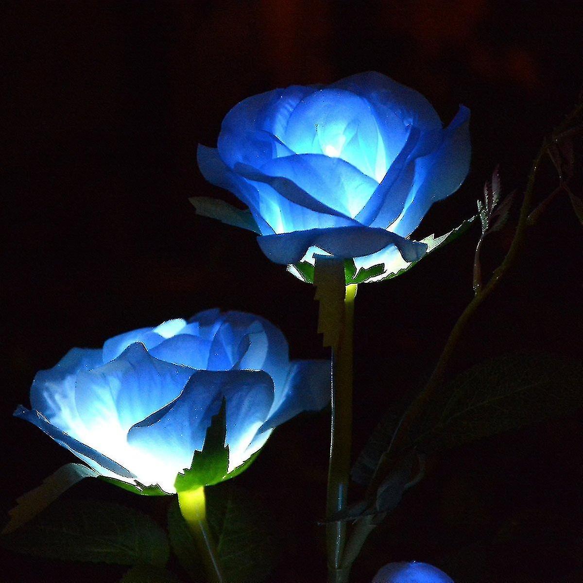 Outdoor Solar Garden Lights， Solar Powered Artificial Rose Flower Lights For Gardening Dceorations B