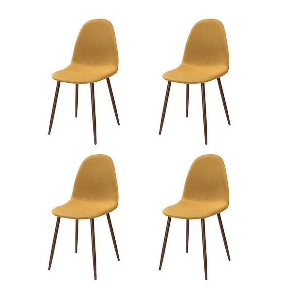 Sjaelland Contemporary Upholstery Dining Chair with Metal Legs Set of 4 by HULALA HOME