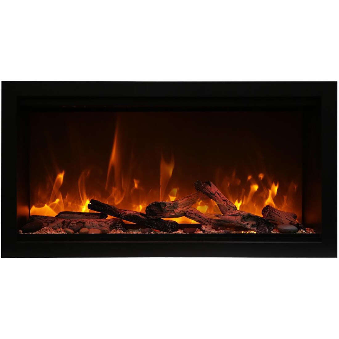 Amantii Symmetry Series XT 34-Inch Smart Built-In Electric Fireplace with Black Steel Surround