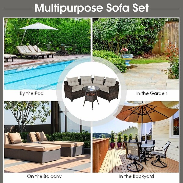 4 Pcs Furniture Patio Set Outdoor Wicker Sofa Set - 31.5