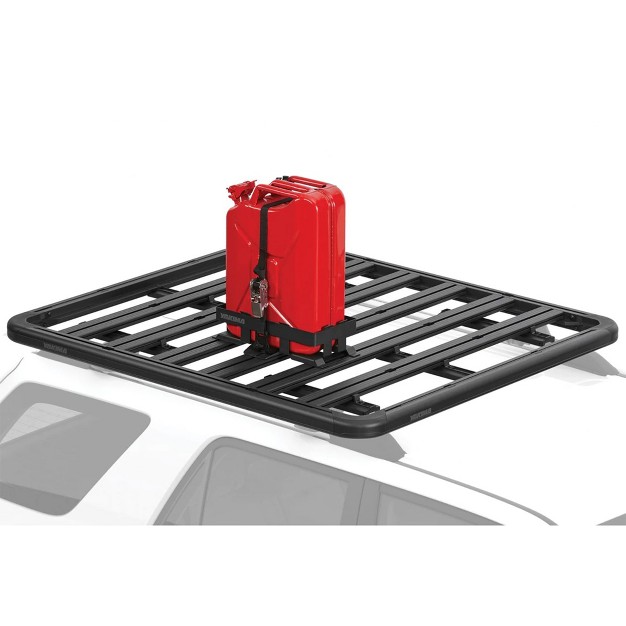 Yakima Locknload Plastic Platform Jerry Can Holder For Roof Rack Systems With 45 Pound Load Capacity And Heavy Duty Hook Straps Black