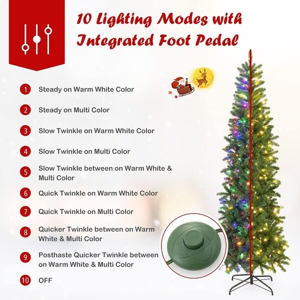 7.5 Ft Pencil Prelit Christmas Tree 200 Dual Color Lights