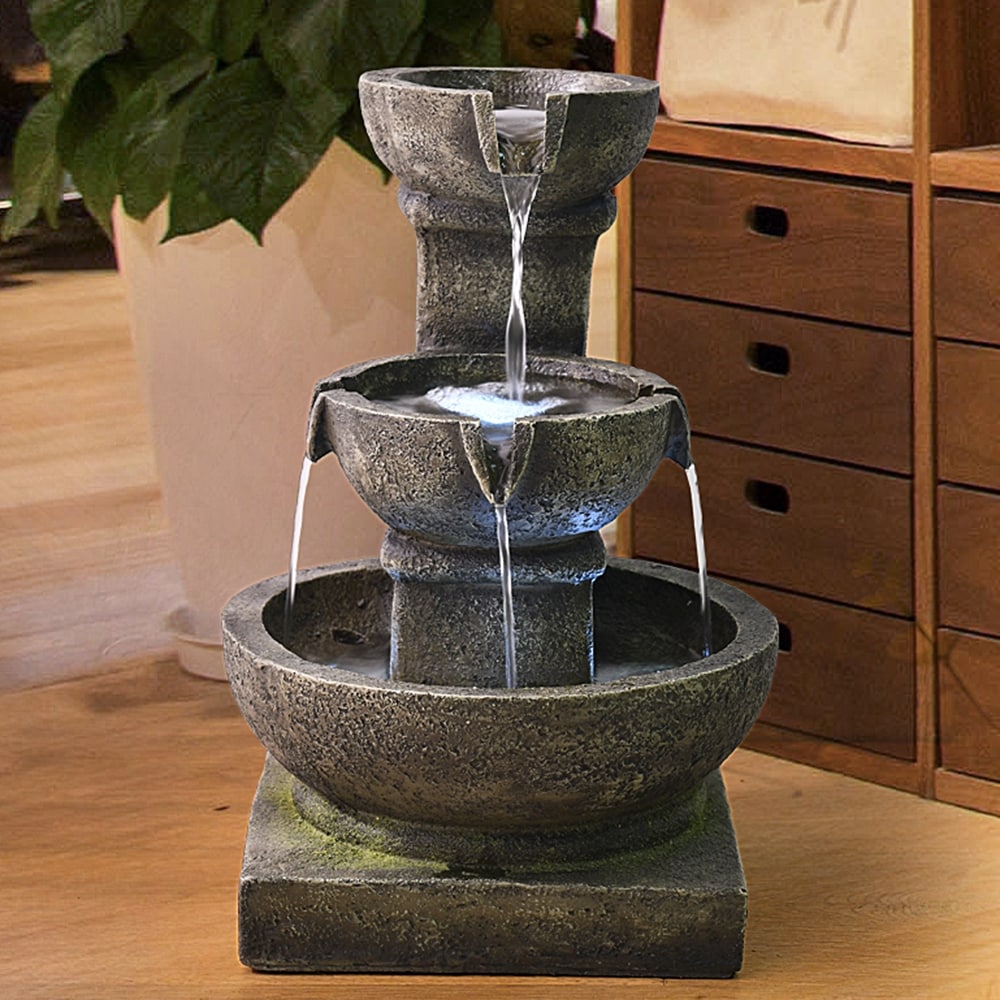 Outdoor Waterfall 3 tier Fountain with LED Light