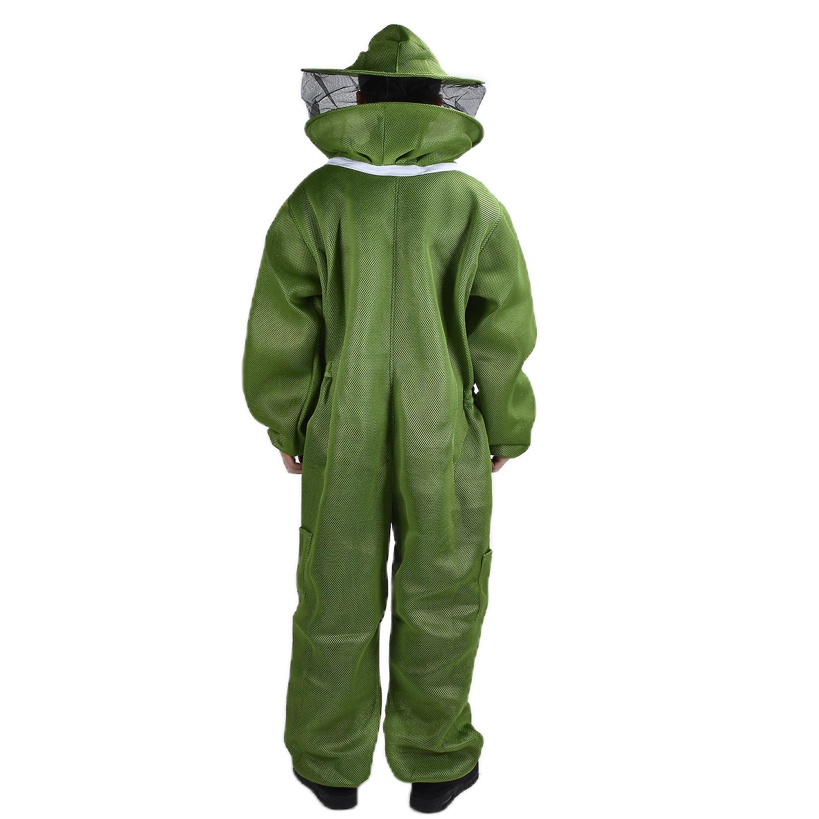 Breathable Beekeeping Suit With Detachable Round Veil Hat For Beekeeper - Green Xxxl Size