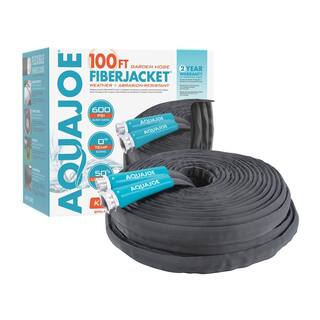 AQUA JOE 12 in. Dia. x 100 ft. Flexible Kink-Free Fiberjacket Garden Hose Metal Fittings AJFJH100-PRO