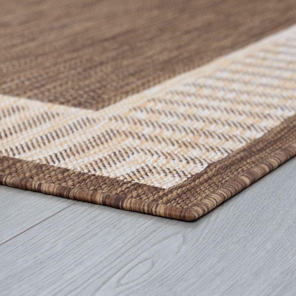 Exo Coastal Striped Border Indoor/ Outdoor Area Rug