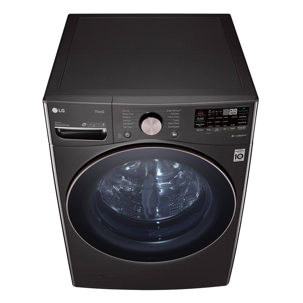 LG 4.5 Cu. Ft. Stackable SMART Front Load Washer in Black Steel with Steam and TurboWash360 Technology WM4000HBA