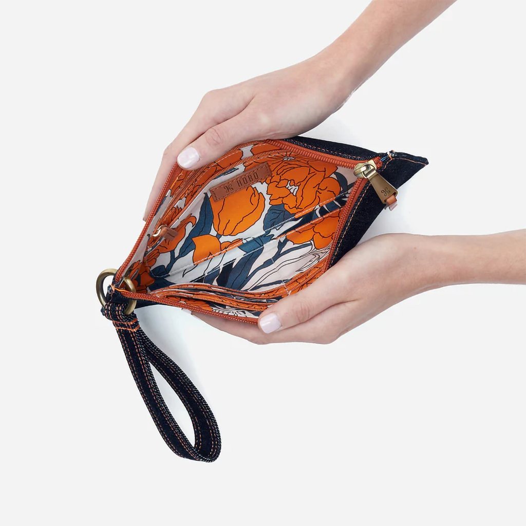 HOBO  Vida Wristlet Denim Fabric - Dark Denim