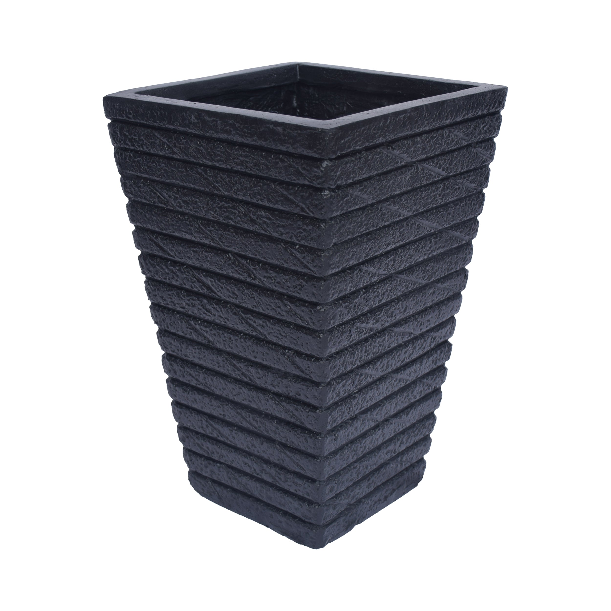 Hedy Garden Urn Planter, Square, Tapered, Riveted, Lightweight Concrete