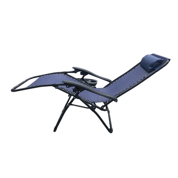 Zero Gravity Recliner / Lounger and Cup Holder in Indigo Blue Mesh 2Pk.