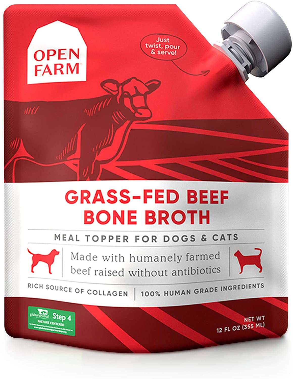 Open Farm All Life Stage Grass Fed Beef Grain Free Bone Broth Wet Dog