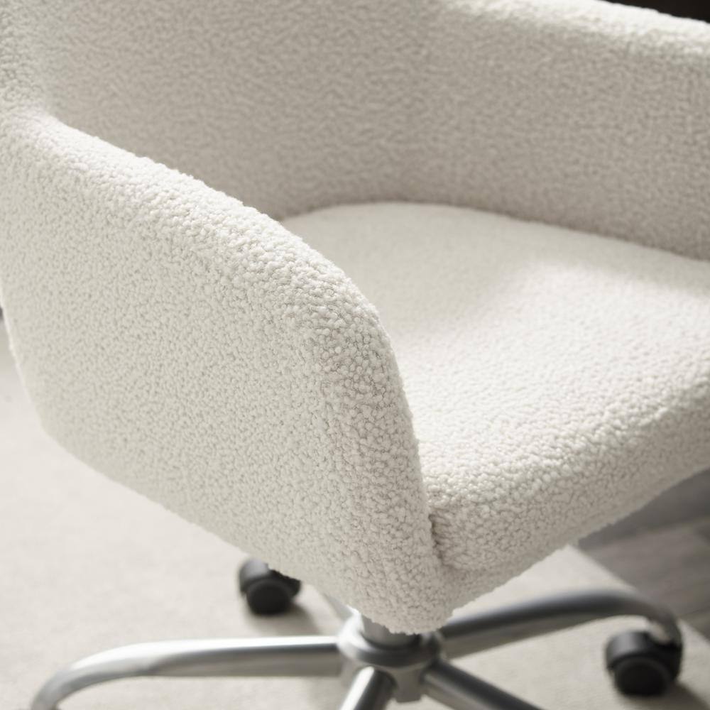 Linon Home Decor Barnes Cream Sherpa Upholstered 17 in. - 21 in. Adjustable Height Office Chair THD02669