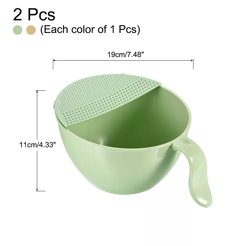 Rice Washing Bowl Fruit Vegetable Colander Drain Basket 2PCS