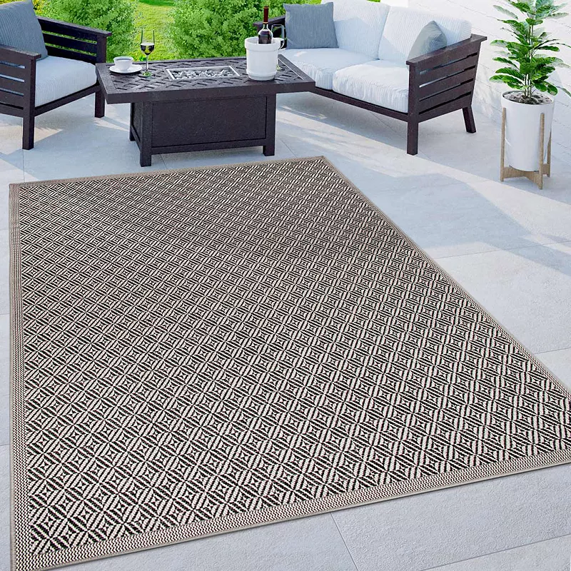 World Rug Gallery Geometric Border Indoor Outdoor Area Rug