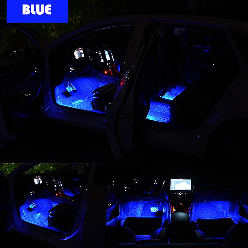 Foot Voice Activated Led Car Rhythm Light - Cigarette Lighter With Two Models - Blue (one Set)