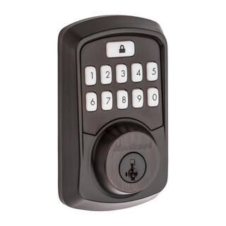 Kwikset Aura Venetian Bronze Single Cyl. Elec. BT Keypad Smart Lock Deadbolt with Avalon Handle and Tustin HallCloset Lever 94211P AVH11P