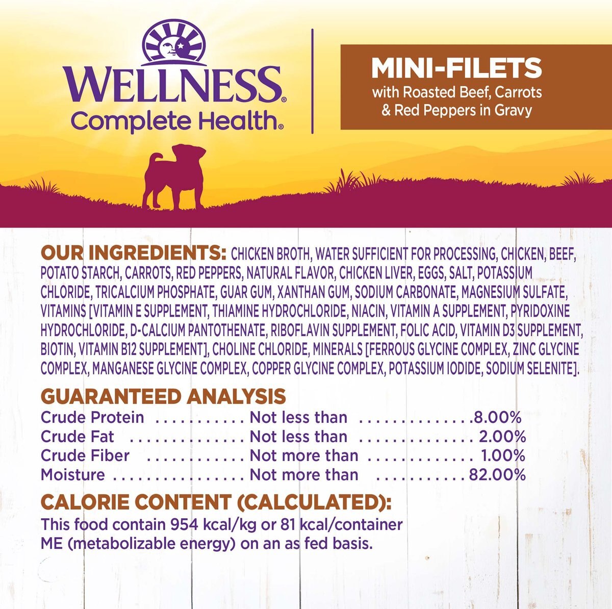 Wellness Petite Entrees Mini-Filets with Roasted Beef， Carrots and Red Peppers in Gravy Grain-Free Wet Dog Food