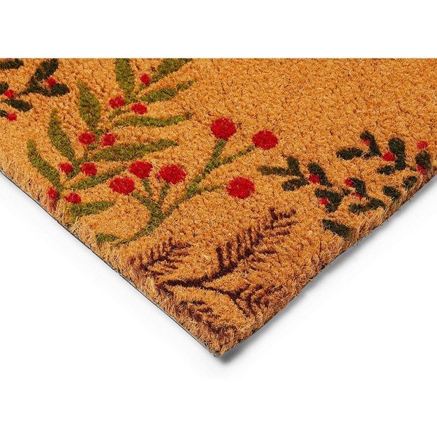 Okuna Outpost Non slip Coco Coir Christmas Doormat For Outdoor Entrance Meet Me Under The Mistletoe 17 X 30 In