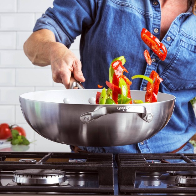 Wok With Helper Handle amp Lid Vibrant Silver