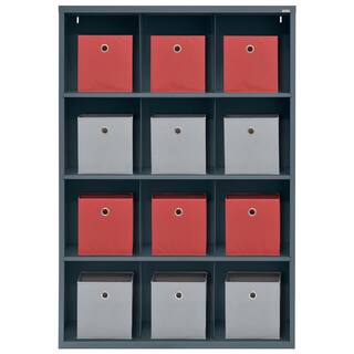 Sandusky Steel 12-Cube Organizer in Charcoal (66 in. H x 46 in. W x 18 in. D) IC00461866-02