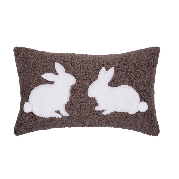 X 20 quot Easter Bunny Rabbit Duo Tufted Decorative Throw Pillow