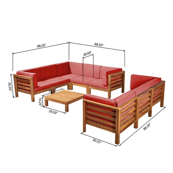 Oana Outdoor 9Piece Acacia Wood Sectional Sofa Set with Coffee Table by Christopher Knight Home