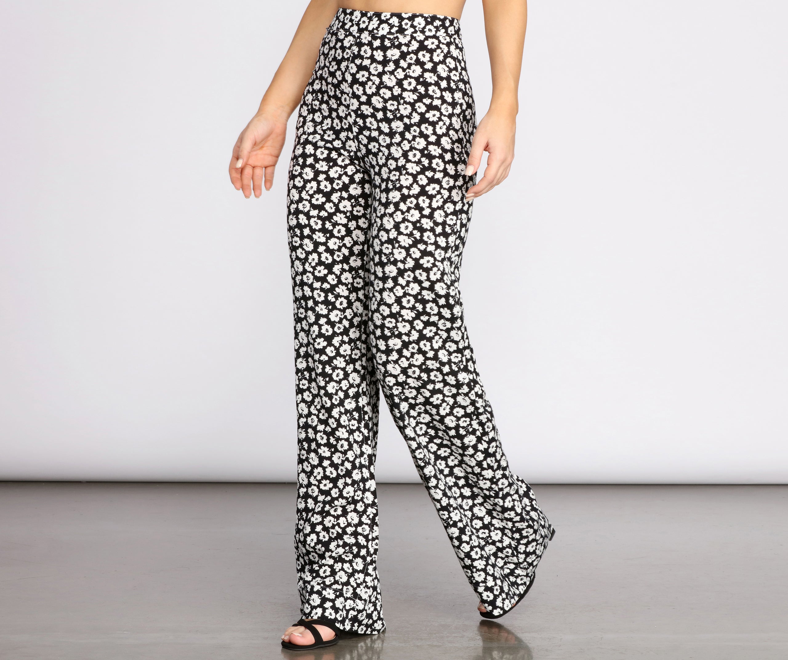 High Waist Ditsy Floral Printed Pants