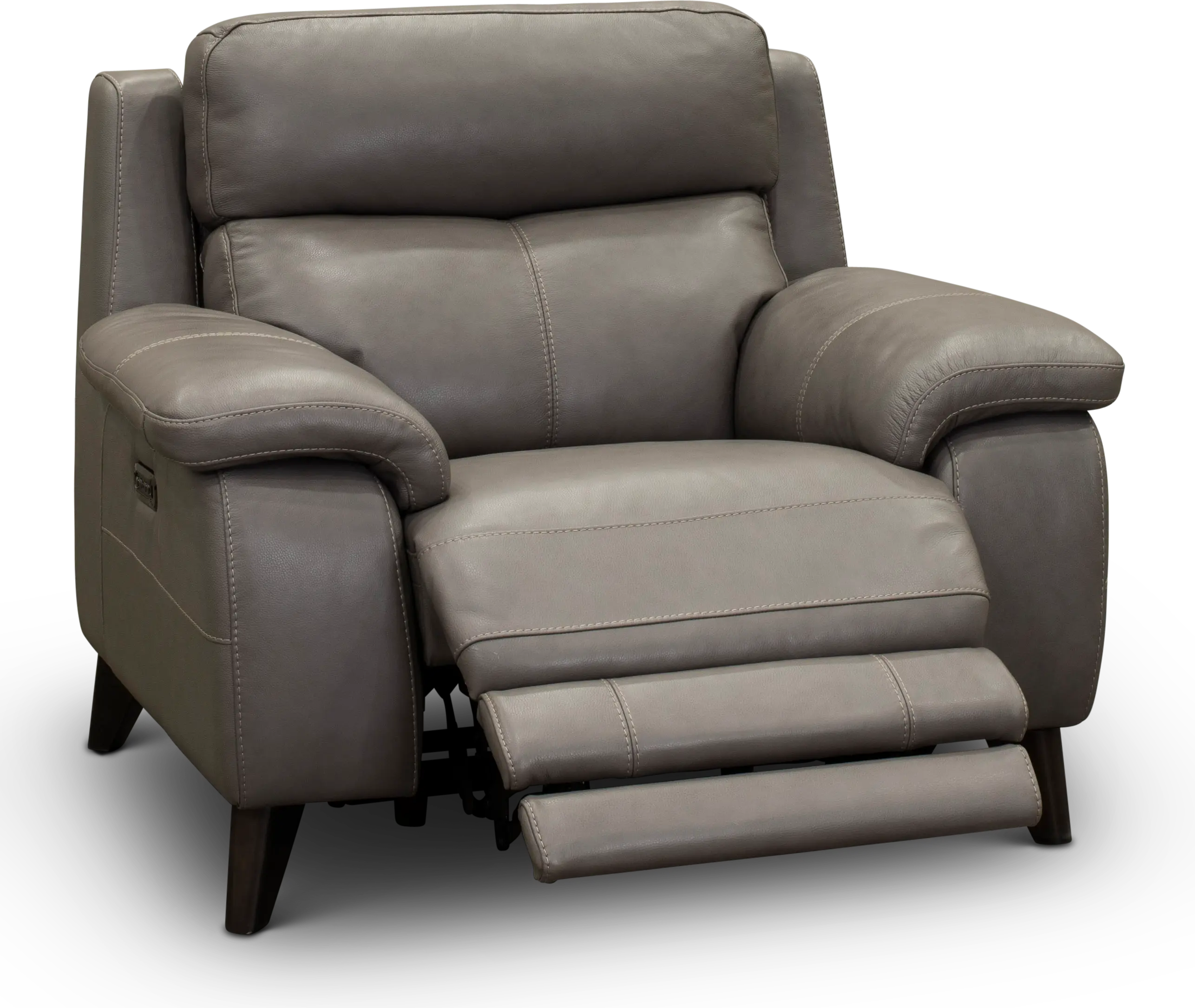 Venice Gray Leather-Match Power Recliner