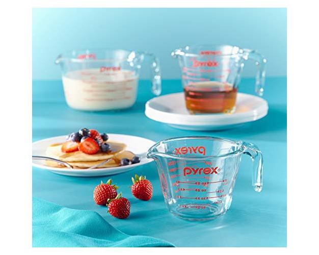 Pyrex Prepware 2 cup Measuring Cup Red Plastic Cover Clear