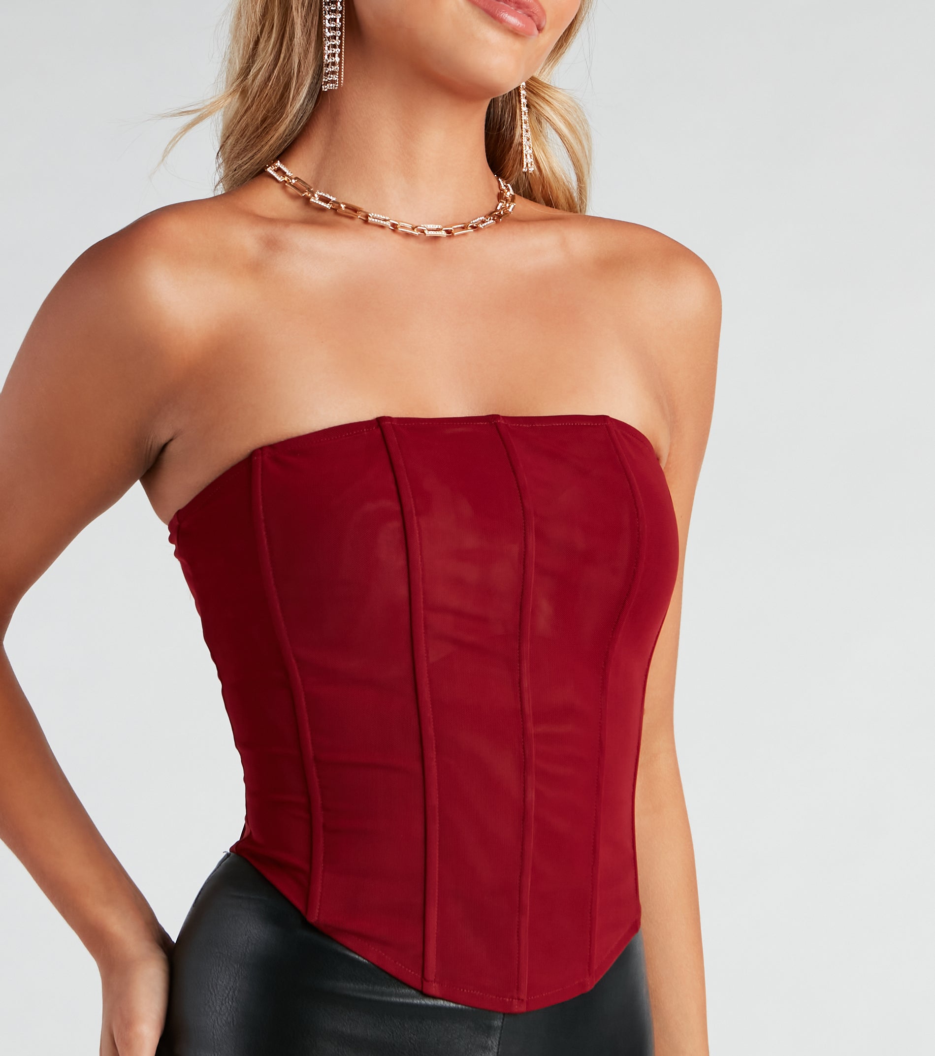 Hot Stuff Strapless Mesh Bustier