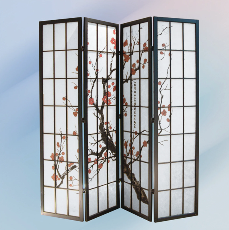 4 Panel Shoji Screen Plum Blossom-5428-4