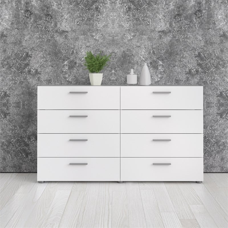 Atlin Designs Modern 8 Drawer Double Dresser with Bar Handles in White