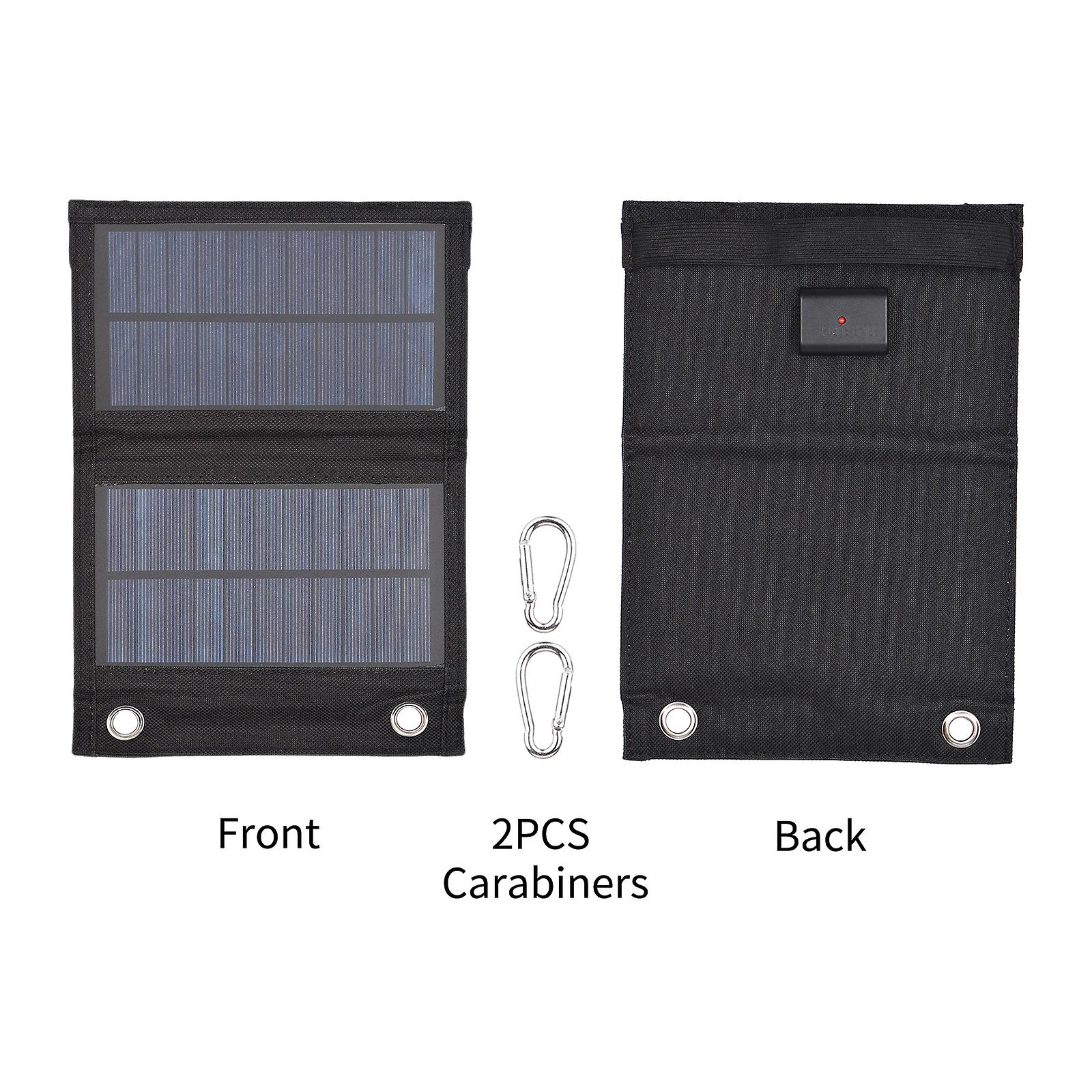 4w Foldable Solar Charger With Usb Port 2pcs Carabiner Portable Solar Panel Waterproof Compact Solar Power Phone Charger For Tablet Laptop Cellphones