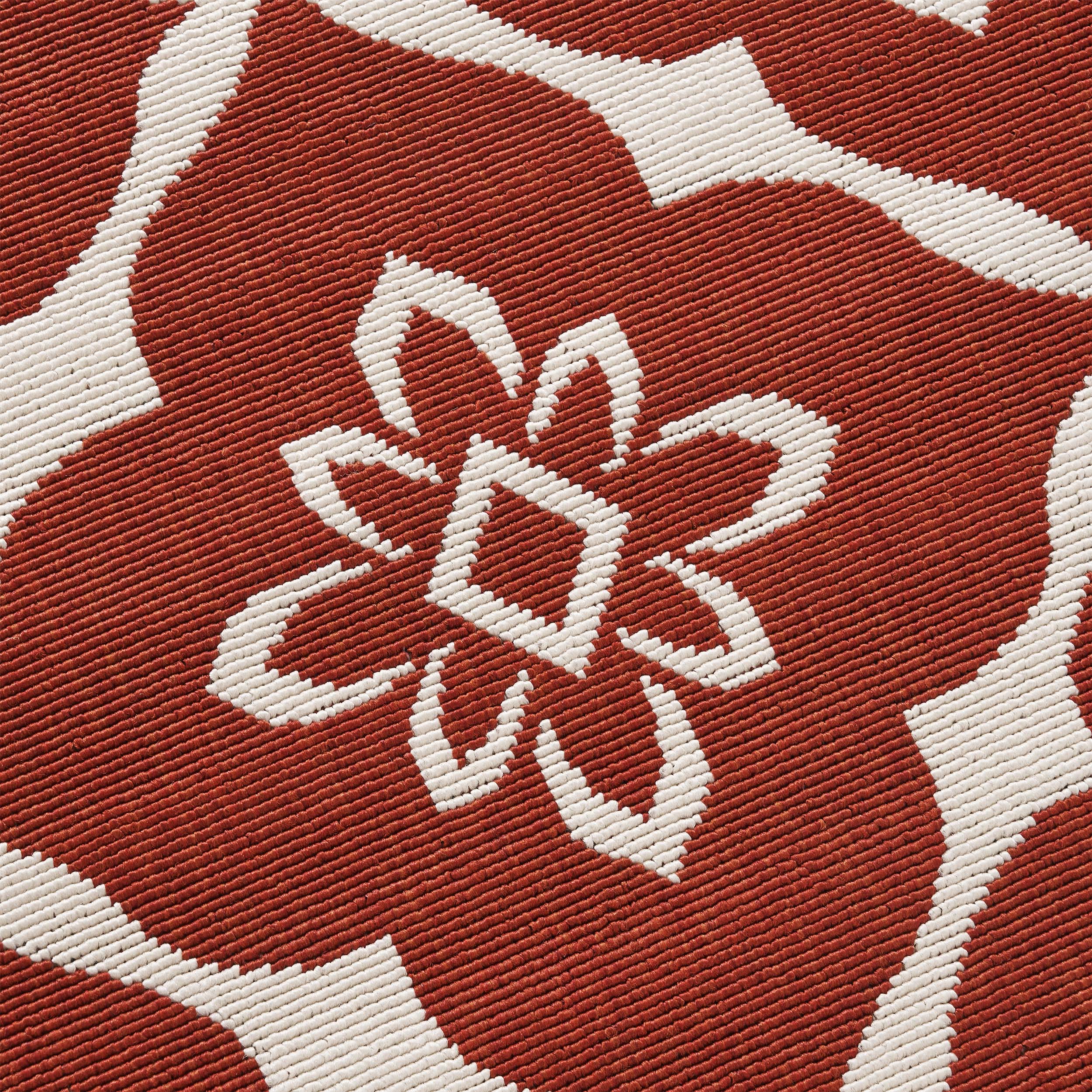 Eluzer Outdoor Trellis Area Rug, Red and Ivory