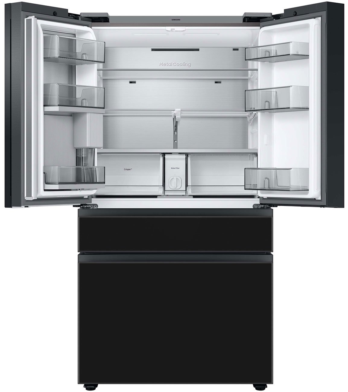  23 Cu. Ft. BESPOKE Counter Depth 4-Door French Door Refrigerator - Custom Panel-Ready With Charcoal Glass Family Hub Panel