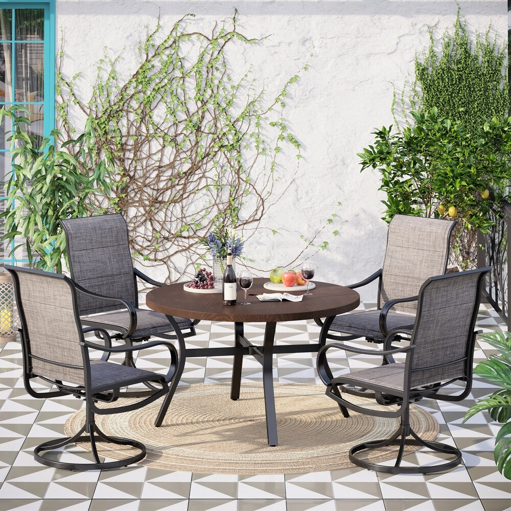 5 Pieces Outdoor Dining Set  4 Quick Dry Foam Padded Swivel Chairs and 44\