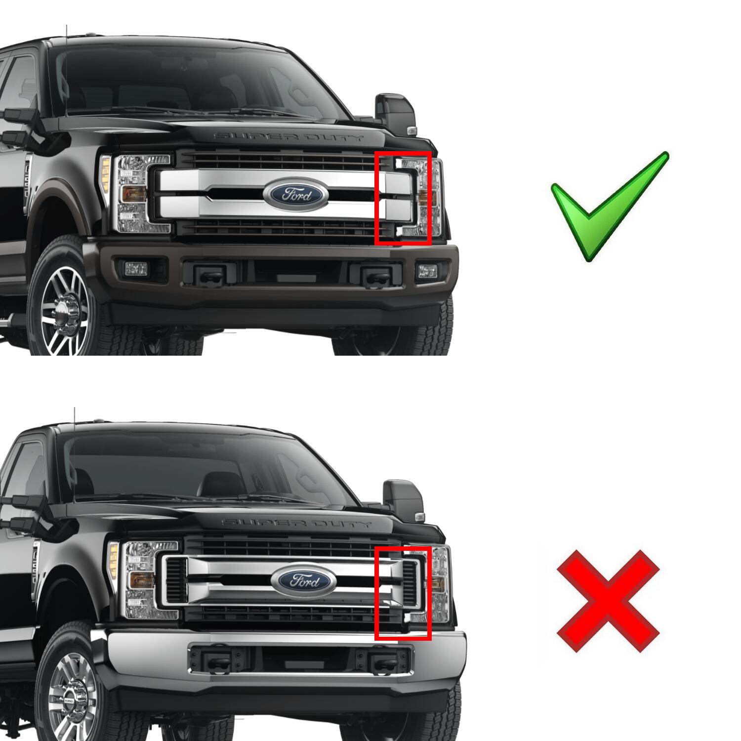 iJDMTOY Front Grille LED Light Bar Kit Compatible With 2017-2019 Ford Pre-LCI F250 F350 Lariat King Ranch， Includes (2) 30W CREE LED Lightbars， Mounting Bezels/Brackets， On/Off Switch Relay Wirings