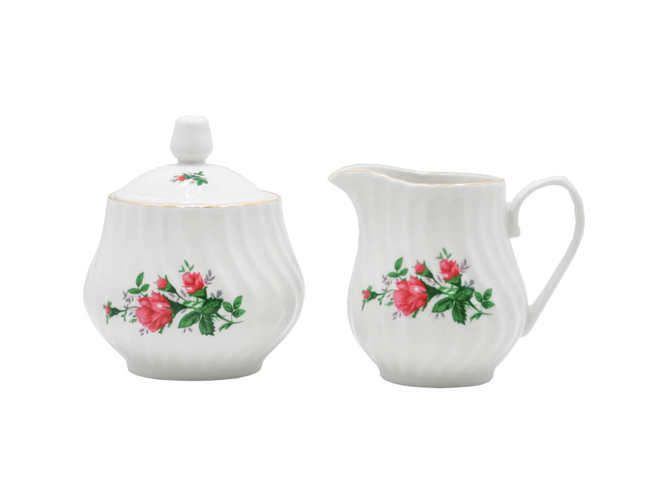 Lynns Paradise Set of 2 Vintage Rose Round Sugar and Creamer Set