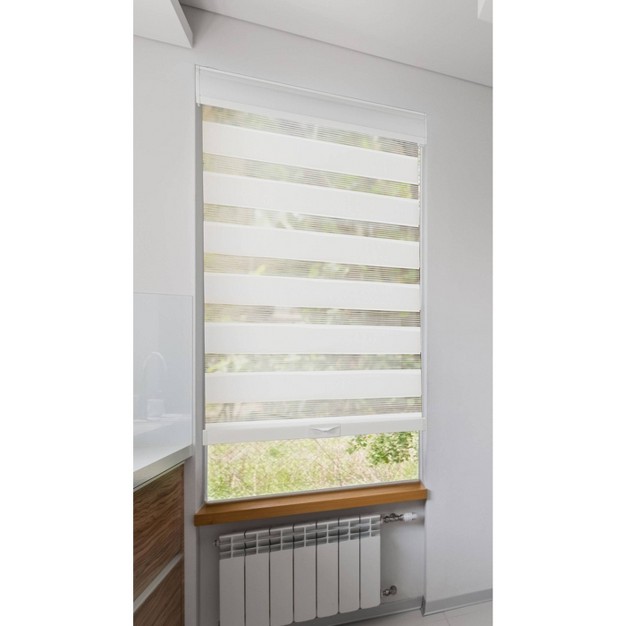 1pc Light Filtering Cordless Zebra Window Shade With Valance White Lumi Home Furnishings