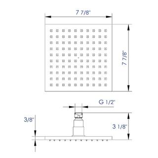 ALFI BRAND 1-Spray 8 in. Single Ceiling Mount Fixed Rain Shower Head in Brushed Nickel LED8S-BN