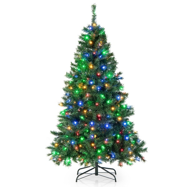 Costway 6FT/7FT PreLit Hinged Christmas Tree with 260/350 MultiColor