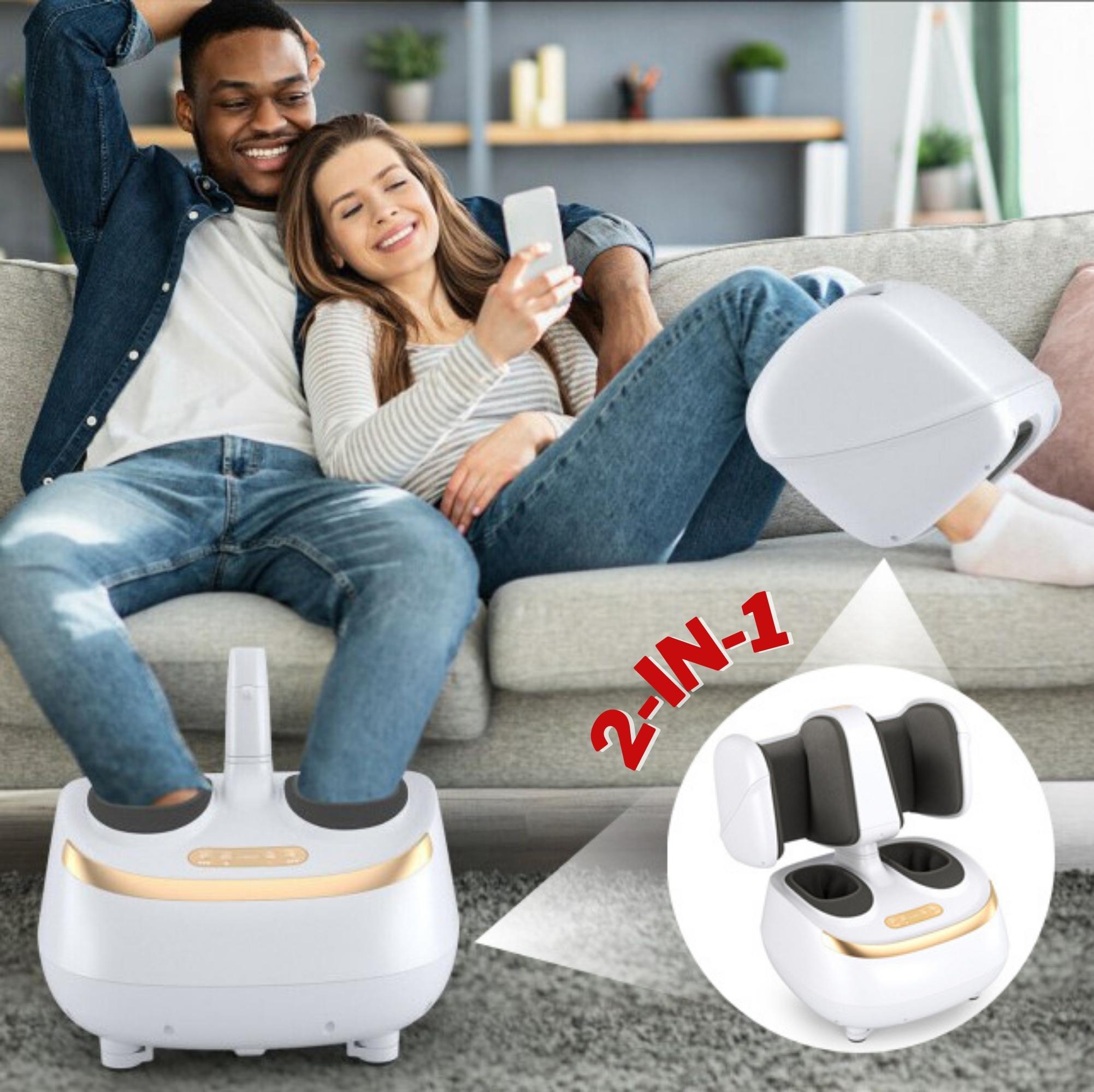 Premium 2-In-1 Electric Shiatsu Foot Calf Massager With Heat Function