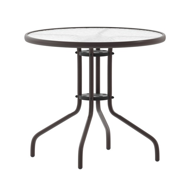 Flash Furniture Bellamy 31 5 x27 x27 Round Tempered Glass Metal Table