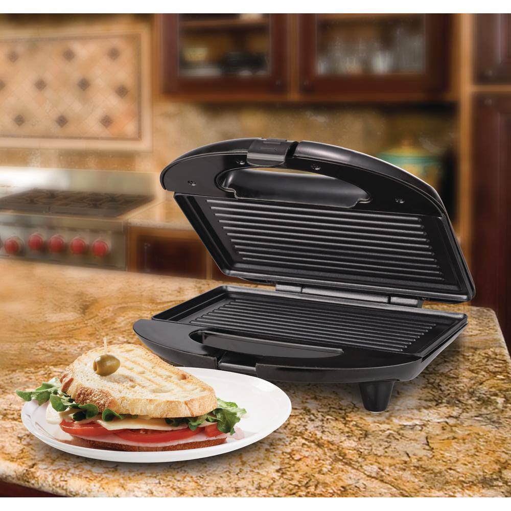 Brentwood Appliances 44 sq. in. Black Stainless Steel Nonstick Panini Press and Sandwich Maker TS-246