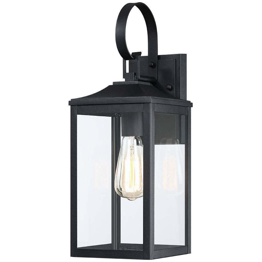 TRUE FINE Citadel 1-Light 18 in. Black Outdoor Wall Lantern Sconce Light TD130005OT