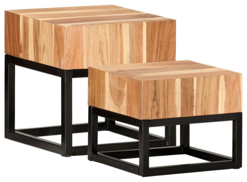 vidaXL Side Tables 2 Pcs Coffee Table End Table Furniture Solid Acacia Wood   Coffee And Accent Tables   by VirVentures  Houzz