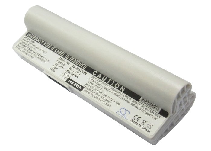 Asus Eee PC 701SD Eee PC 701SDX Eee White 6600mAh Replacement Battery BatteryClerkcom Laptop and Notebook