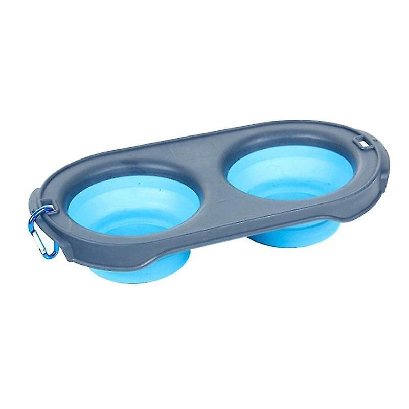 Silicone double collapsible dog bowl