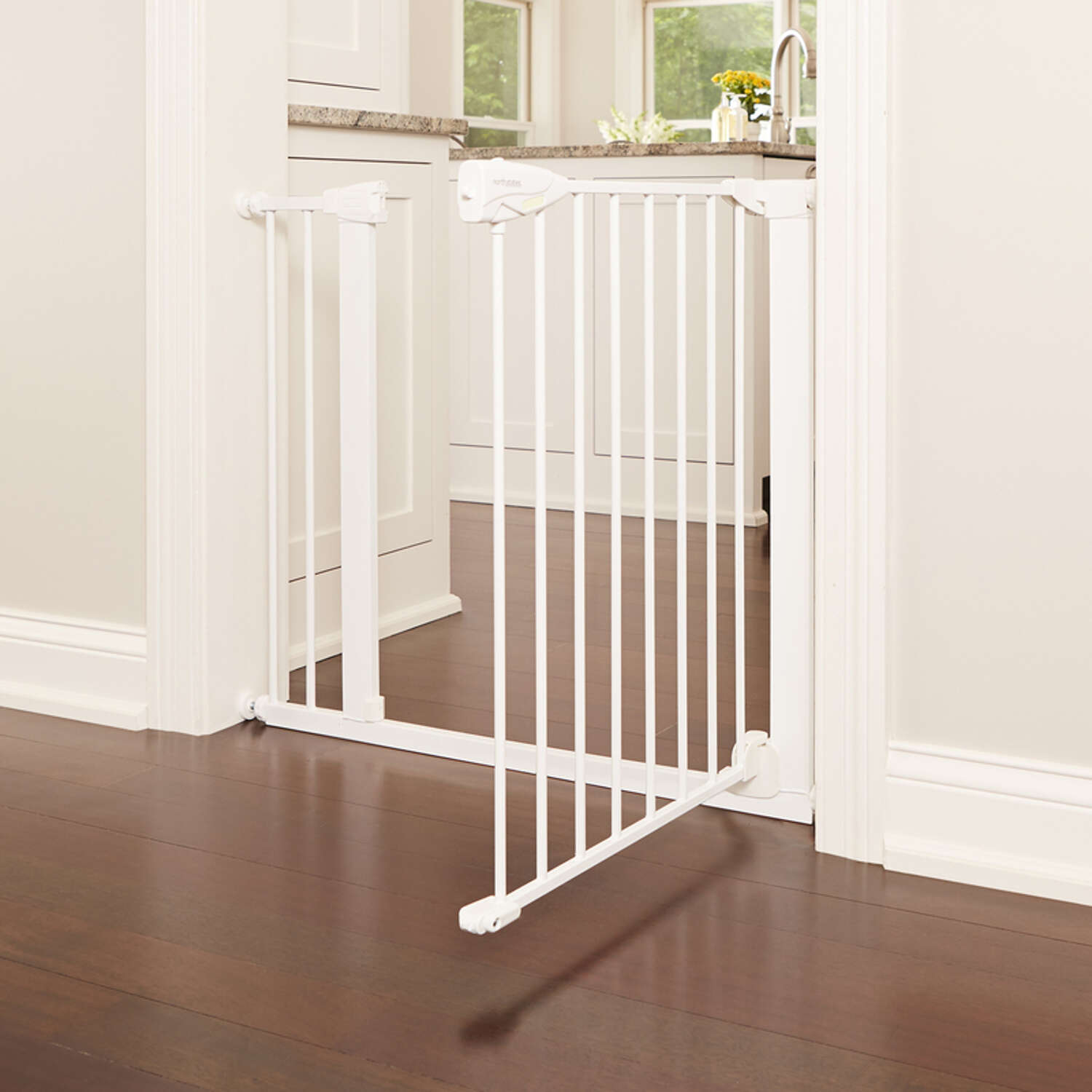 North States Toddleroo White 30 in. H X 29.75-40.5 in. W Metal Auto-Close Gate