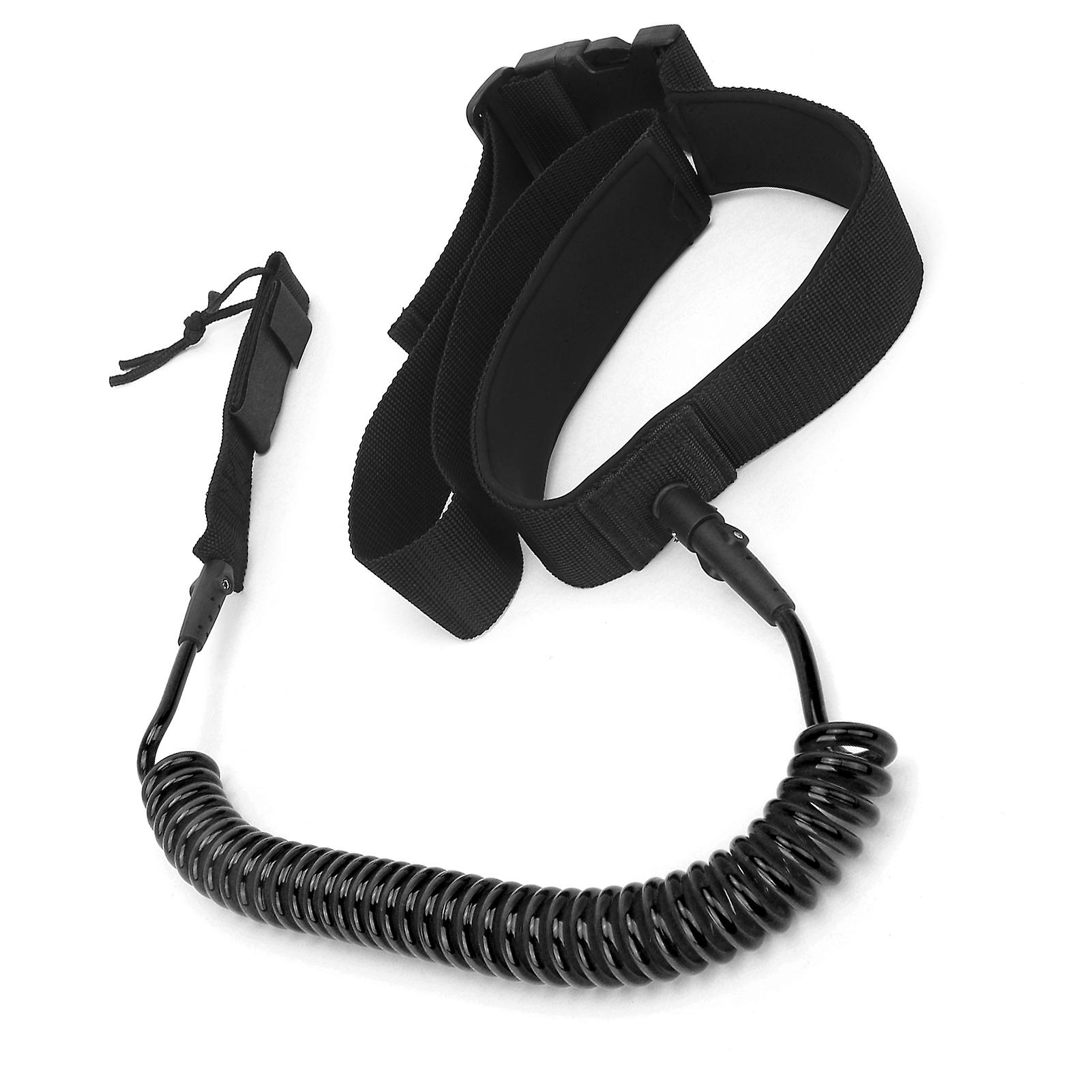 Surfboard Leash Tpu Heliciform Comfortable Highelastic Surfing Safety Traction Ropeblack